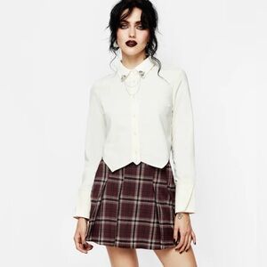 Disturbia Mortmoth Chain Collared Crop Shirt - Size US12 NWT